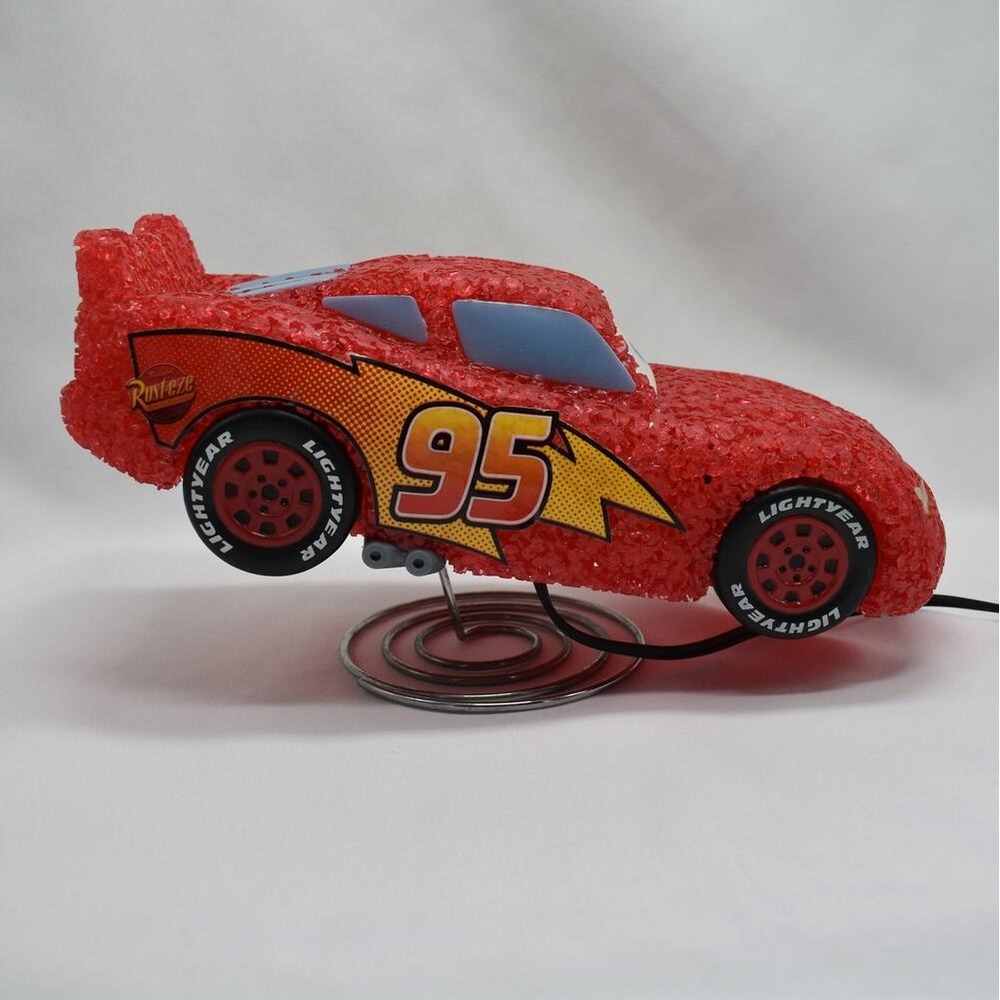 Disney Pixar Cars Lightning McQueen Red Desk Table Top Popcorn Lamp Light Accent